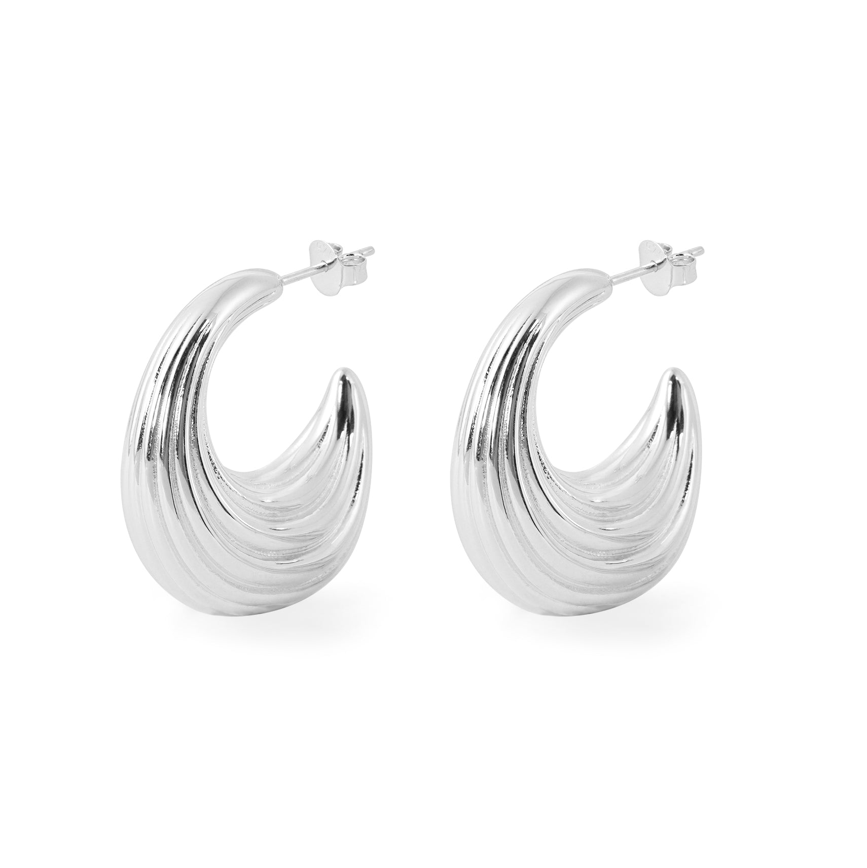 Fashion Jewelry Chunky Electroforming Irregular Pattern 999 Sterling Silver Large Statement Hoop Earrings