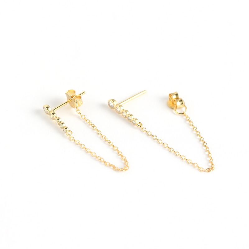 Geometry Tassels CZ 925 Sterling Silver Dangling Earrings