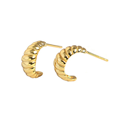 עגילי סטאד כסף 925 – קרן מפותלת, ציפוי זהב צהוב 18K או רודיום