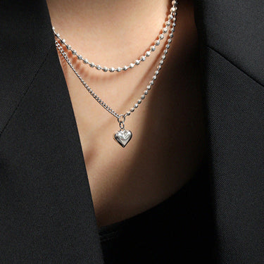 שרשרת לב בשרשרת א־סימטרית – כסף 925 בסגנון וינטג'