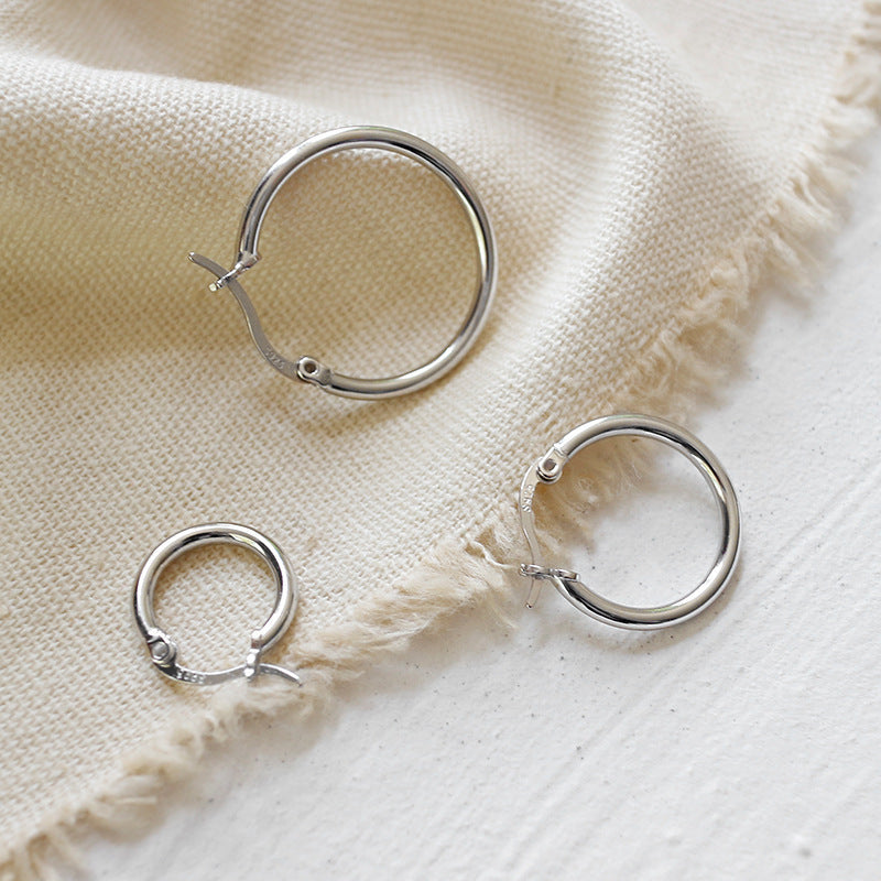 simple and personalized geometric hollow circular rings S925 pure silver earrings