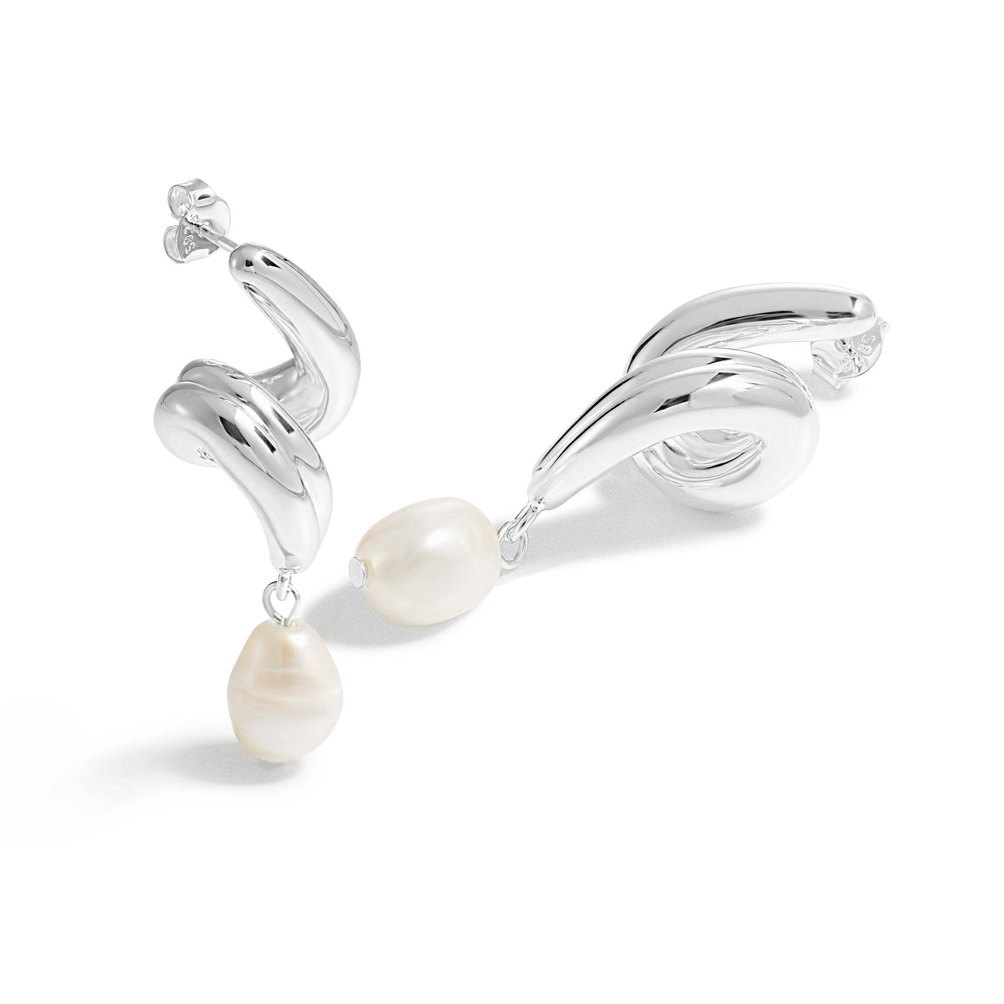 Large Irregular Natural Pearl Knot Lightweight 999 Sterling Silver Stud Fine Jewelry Earrings for Women(Pre-Sale)