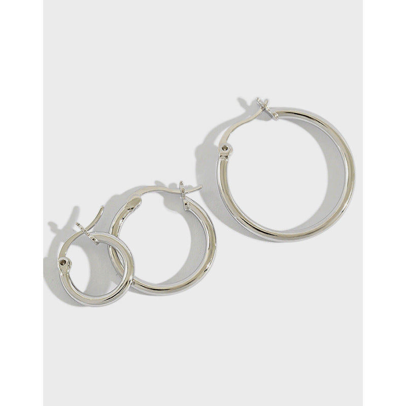 simple and personalized geometric hollow circular rings S925 pure silver earrings
