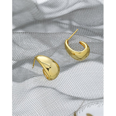 עגילי סטאד כסף 925 אובליים – גימור חלק, ציפוי זהב צהוב 18K או רודיום