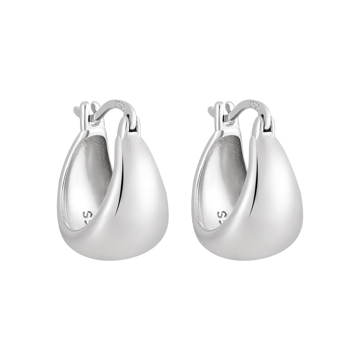 Modern Geometry U Shape Arc 925 Sterling Silver Hoop Earrings