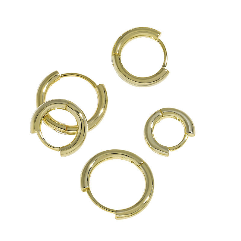 niche design minimalist and versatile geometric circle texture S925 pure silver earrings for women