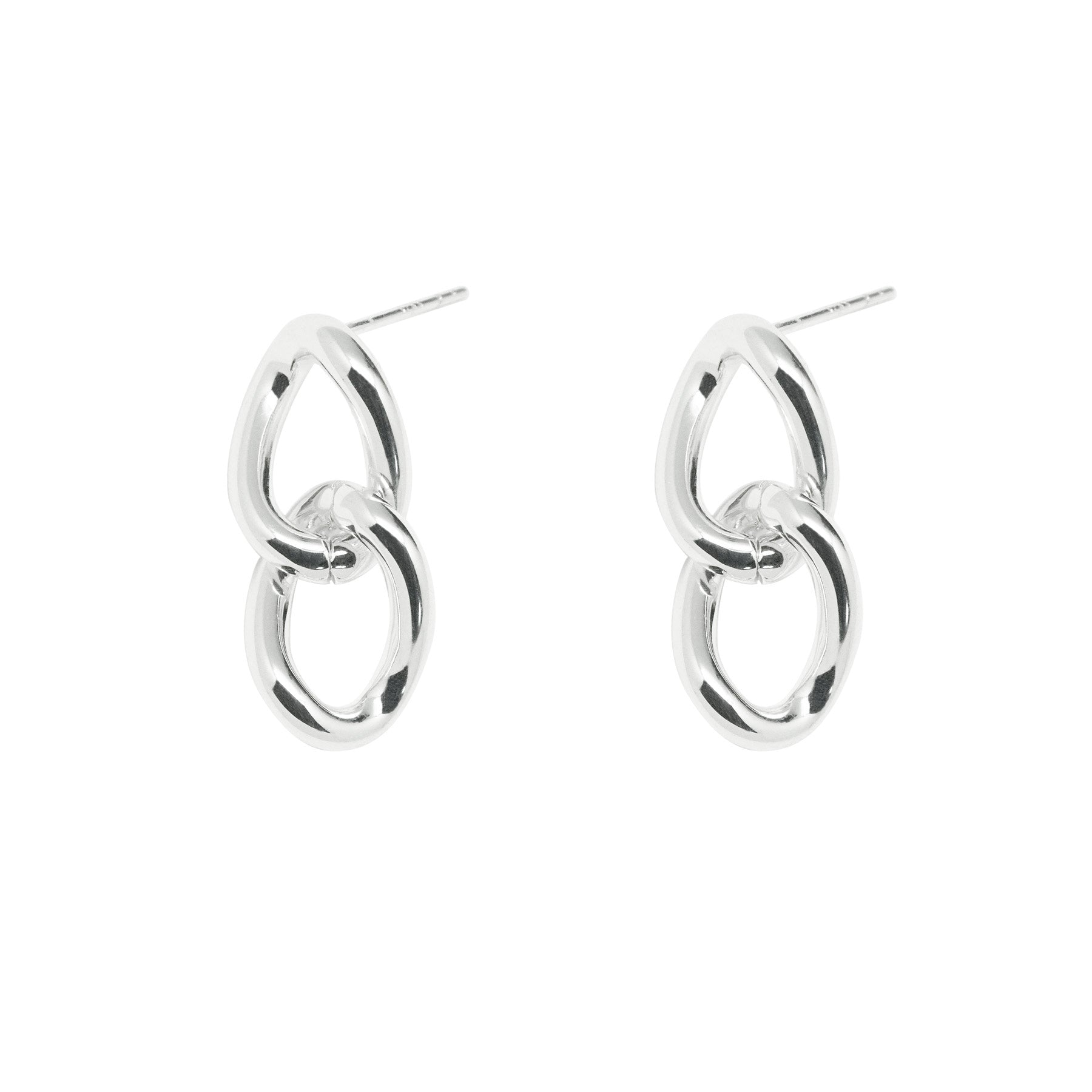 Casual Twist Double Loop 925 Sterling Silver Dangling Earrings