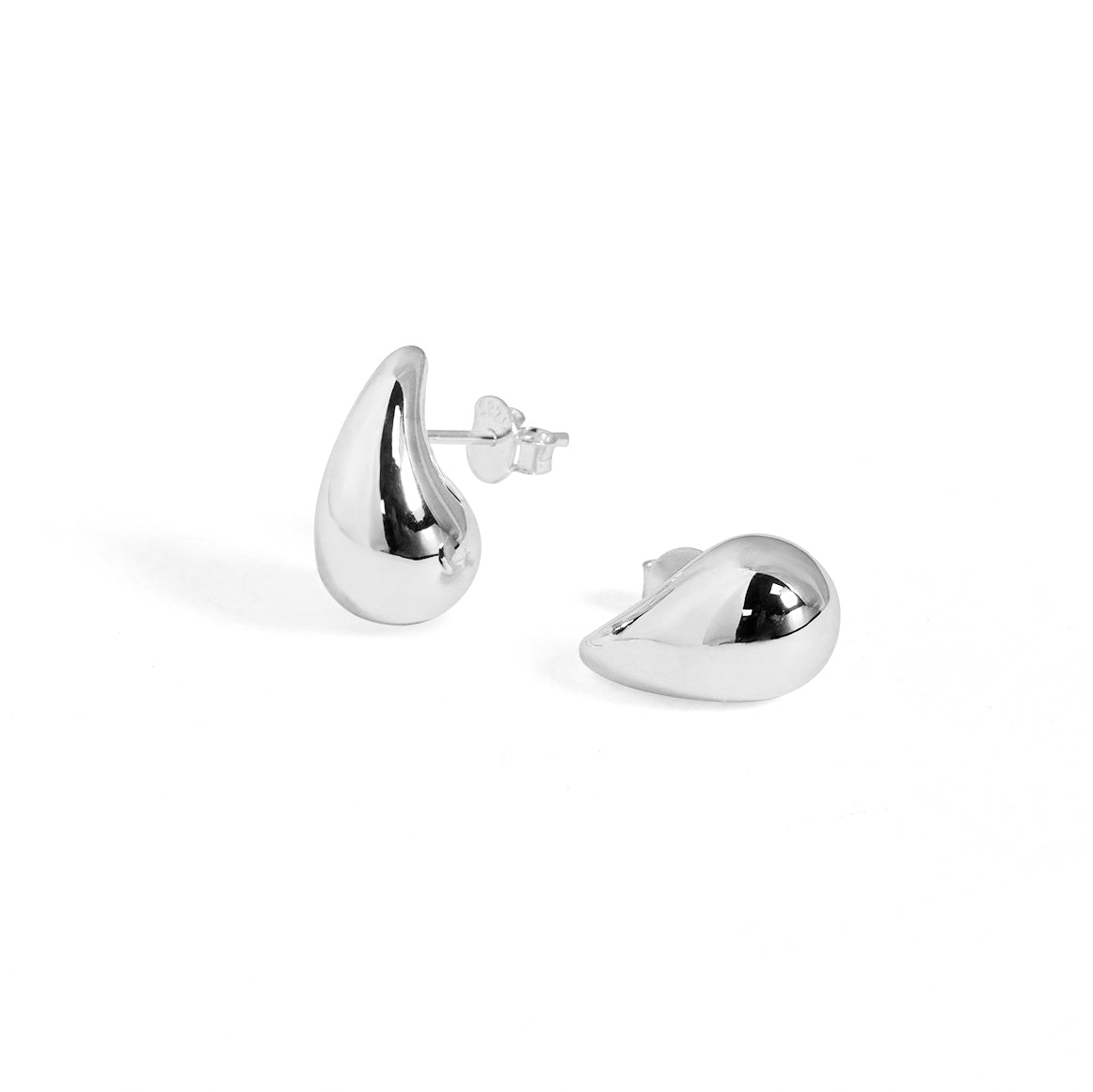 Women Hollow Simple Classic Minimalist  Cute Mini Water Drop 18k Gold Plated S999 Sterling Silver Electroforming Stud Earrings