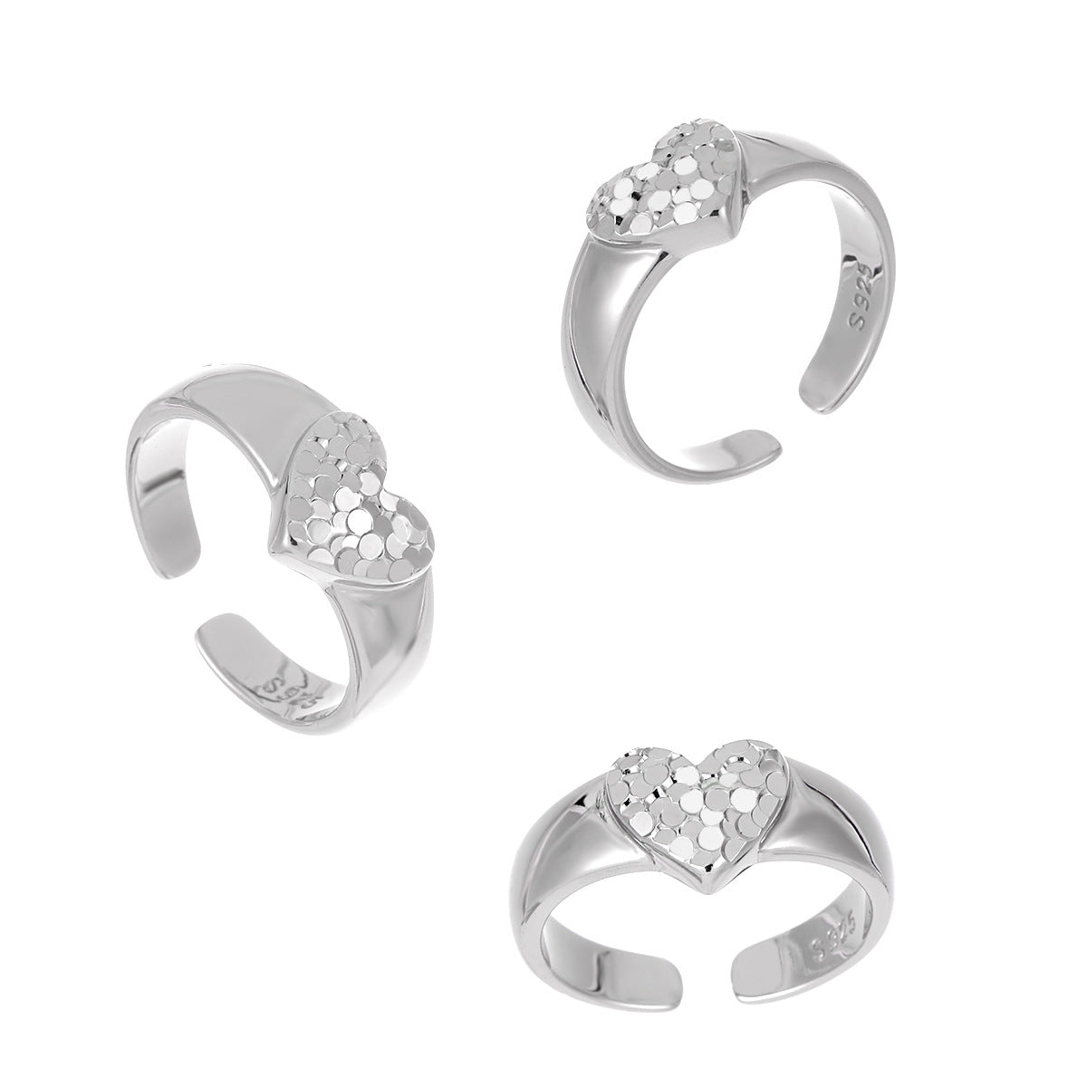 Women Gift Heart Love 925 Sterling Silver Adjustable Ring