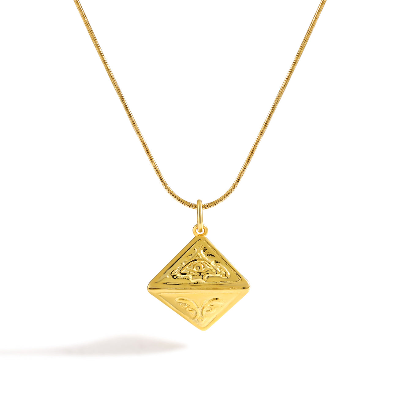 Women Daily Fashion Jewelry Bold 999 Pure Silver Geometry Pattern Triangular Cone Necklace